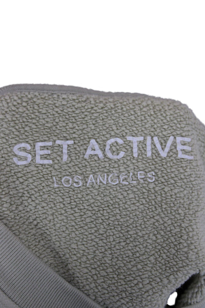 Set Active Womens Athleisure Sweatpants Outfit Green Cotton Crew Neck Size S