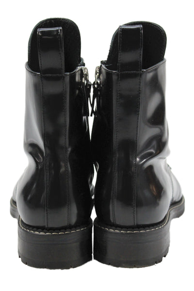 INCH2 Womens Leather Zipper Lace Up Detail Boots Black Size 8
