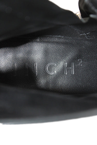 INCH2 Womens Leather Zipper Lace Up Detail Boots Black Size 8
