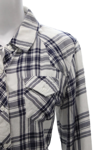 Rails Women Basic Plaid Collared Long Sleeve Button Up Top Green Size S