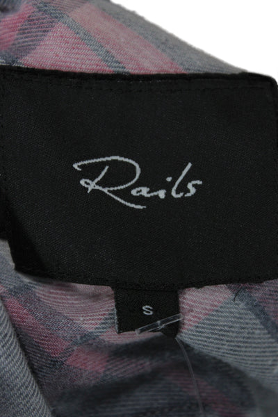 Rails Womens Collared Plaid Button-Up Long Sleeve Top Blue Size S