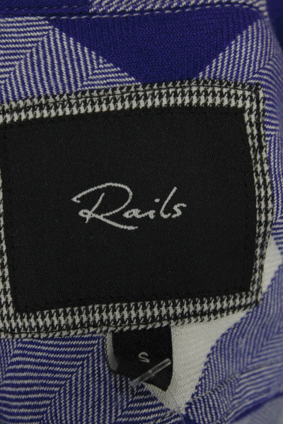 Rails Women Blue Plaid Button-Up Rayon Long Sleeve Collared Top Size S