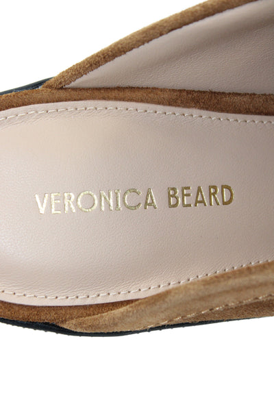 Veronica Beard Womens Suede Wynter Block Heels Loafer Mules Hazel Brown Size 6.5