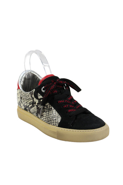 Zadig & Voltaire Womens Leather Animal Print Lace-Up Sneakers Black Size EUR 37