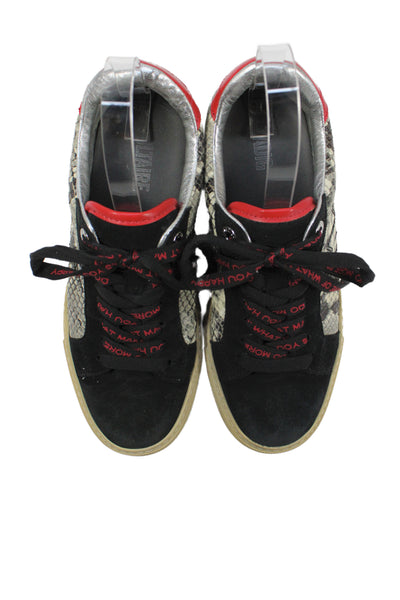 Zadig & Voltaire Womens Leather Animal Print Lace-Up Sneakers Black Size EUR 37