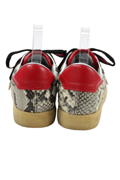 Zadig & Voltaire Womens Leather Animal Print Lace-Up Sneakers Black Size EUR 37
