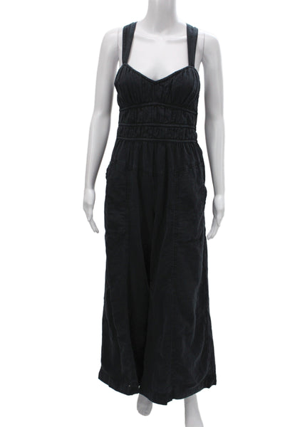Free People Women Boho Sweetheart Sleeveless Jumpsuit Black Size S