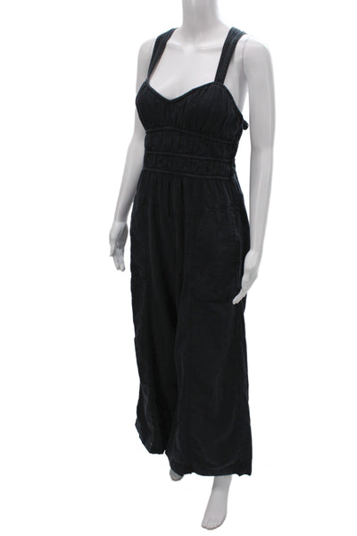 Free People Women Boho Sweetheart Sleeveless Jumpsuit Black Size S