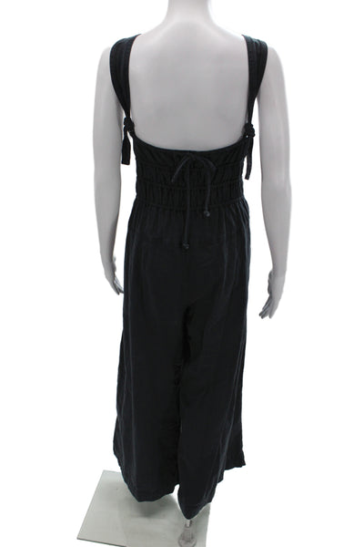 Free People Women Boho Sweetheart Sleeveless Jumpsuit Black Size S