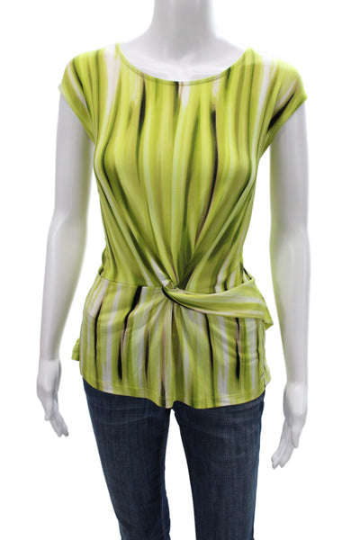Calvin Klein Women Jersey Striped Sleeveless T-Shirt Green Size M