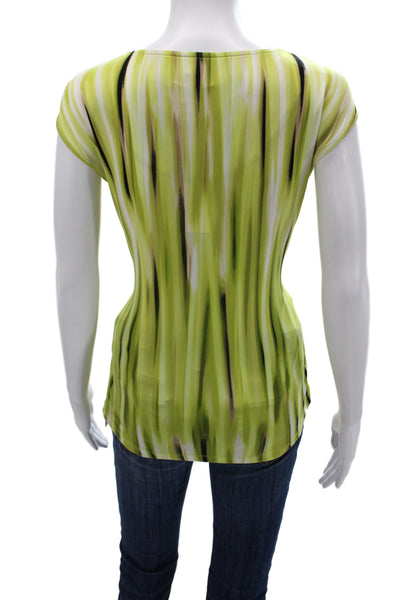 Calvin Klein Women Jersey Striped Sleeveless T-Shirt Green Size M
