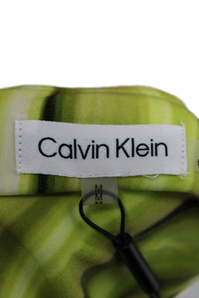 Calvin Klein Women Jersey Striped Sleeveless T-Shirt Green Size M