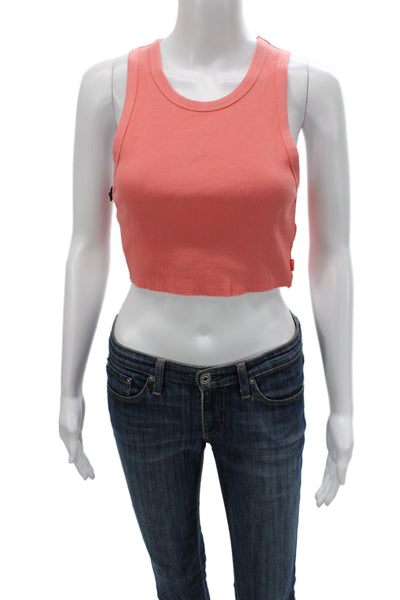 TNA Women Basic Pink Cotton Round Neck Tank Top Size M