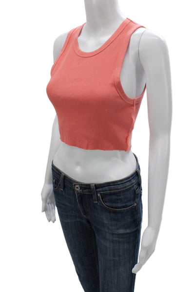 TNA Women Basic Pink Cotton Round Neck Tank Top Size M