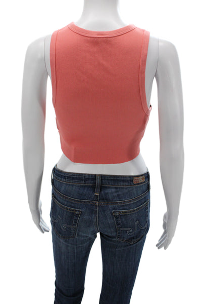 TNA Women Basic Pink Cotton Round Neck Tank Top Size M