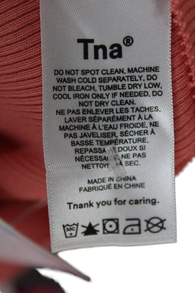 TNA Women Basic Pink Cotton Round Neck Tank Top Size M