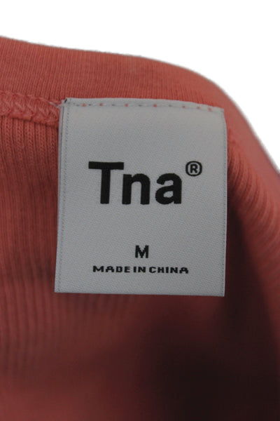 TNA Women Basic Pink Cotton Round Neck Tank Top Size M