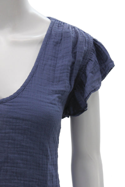 Velvet by Graham & Spencer Womens Scoop Neck Cotton T-Shirt Blue Size M