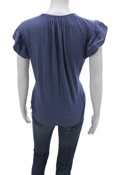 Velvet by Graham & Spencer Womens Scoop Neck Cotton T-Shirt Blue Size M