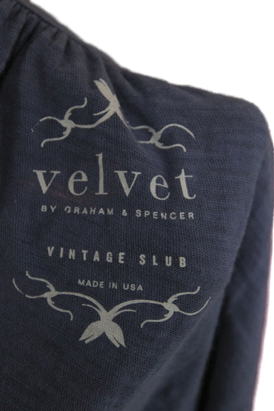 Velvet by Graham & Spencer Womens Scoop Neck Cotton T-Shirt Blue Size M