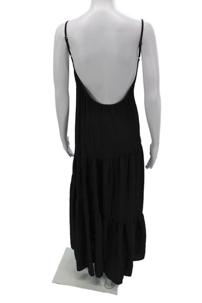 Muche Et Muchette Womens Black Boho Maxi Dress Square Neck Sleeveless Size One