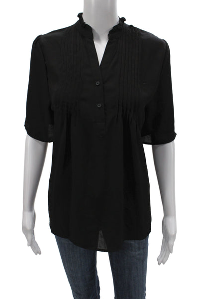 T Tahari Women Tunic Blouse Black V-Neck Short Sleeve Polyester Size XL