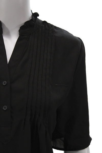 T Tahari Women Tunic Blouse Black V-Neck Short Sleeve Polyester Size XL