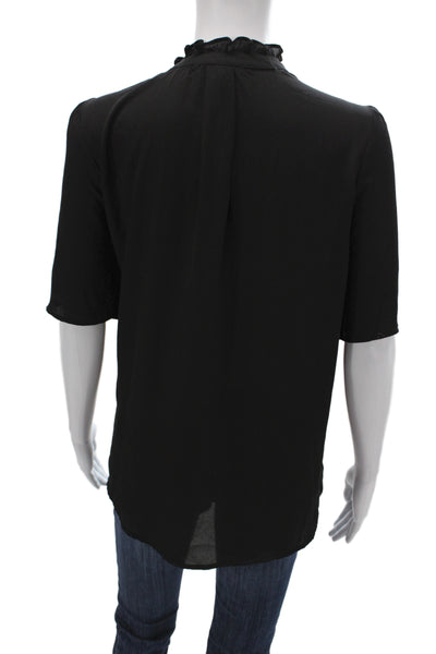 T Tahari Women Tunic Blouse Black V-Neck Short Sleeve Polyester Size XL