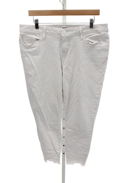 Paige Women Cropped White Jeans Mid Rise Button Fly Size 33
