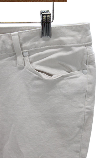 Paige Women Cropped White Jeans Mid Rise Button Fly Size 33