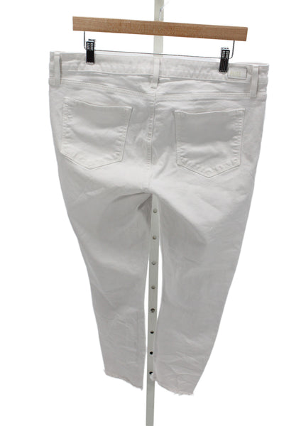 Paige Women Cropped White Jeans Mid Rise Button Fly Size 33