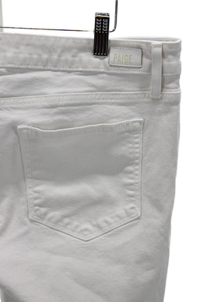 Paige Women Cropped White Jeans Mid Rise Button Fly Size 33