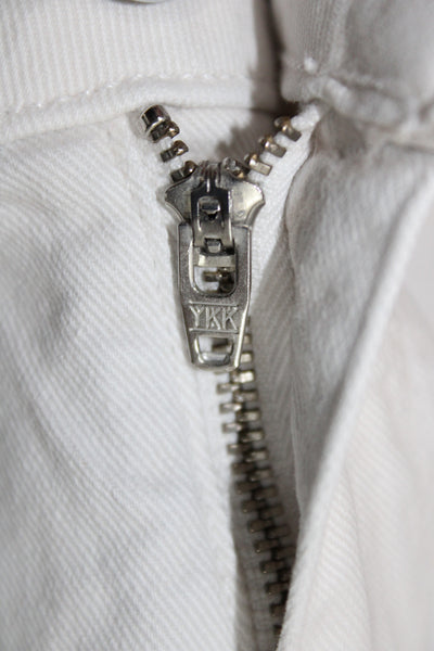 Paige Women Cropped White Jeans Mid Rise Button Fly Size 33