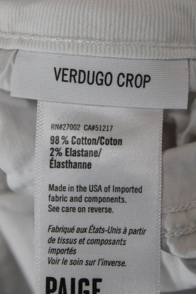 Paige Women Cropped White Jeans Mid Rise Button Fly Size 33