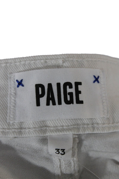 Paige Women Cropped White Jeans Mid Rise Button Fly Size 33