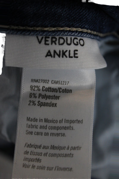 Paige Womens Ankle High Rise Jeans Blue Cotton Button Inseam 28 Size 34