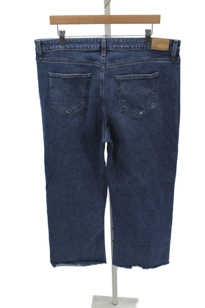 Paige Women Ankle High Rise Blue Cotton Jeans Size 34