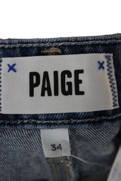 Paige Women Ankle High Rise Blue Cotton Jeans Size 34