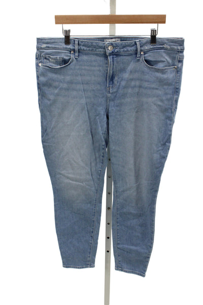 Paige Women Ankle Jeans Blue High Waist Button Cotton Size 34