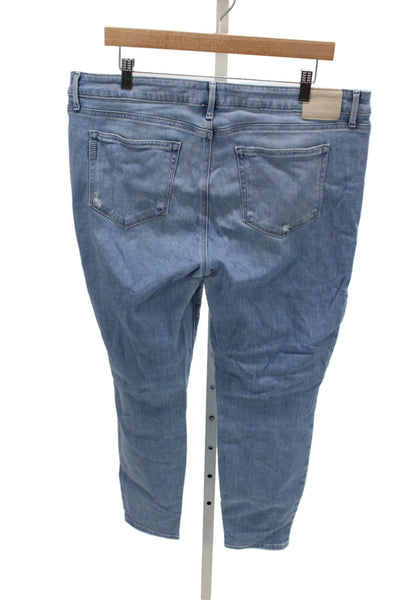 Paige Women Ankle Jeans Blue High Waist Button Cotton Size 34