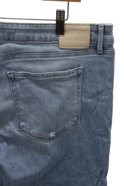 Paige Women Ankle Jeans Blue High Waist Button Cotton Size 34