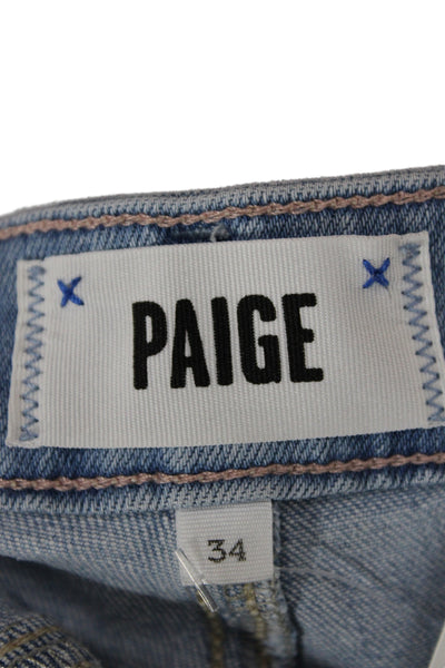 Paige Women Ankle Jeans Blue High Waist Button Cotton Size 34