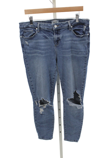 Paige Women Ankle Jeans Blue Mid Rise 27 Inseam Cotton Size 34