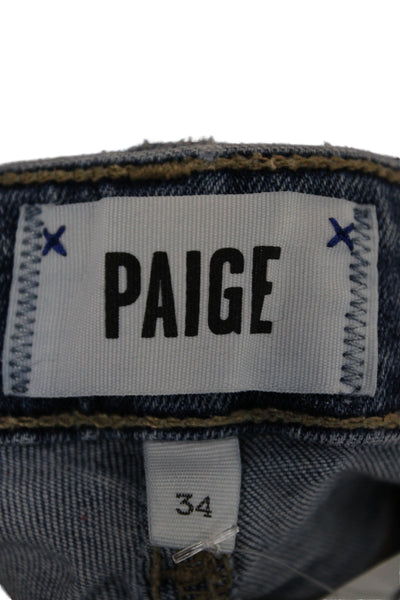 Paige Women Ankle Jeans Blue Mid Rise 27 Inseam Cotton Size 34
