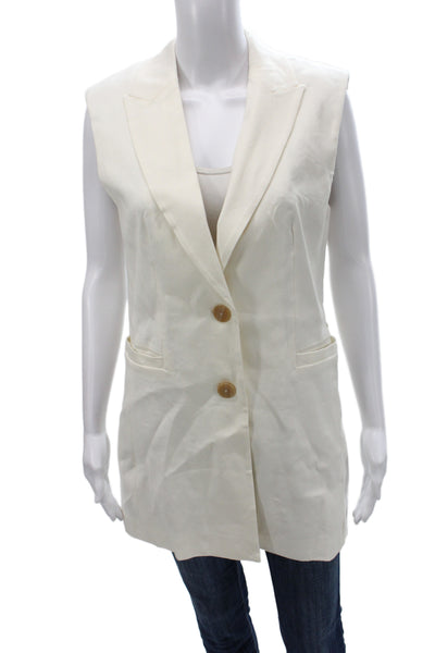 Scotch & Soda Women Basic Jacket Ivory Linen Button Sleeveless Solid Size S