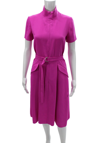 Petrovitch & Robinson Women Sheath Dress Pink High Neck Short Sleeve Size 36