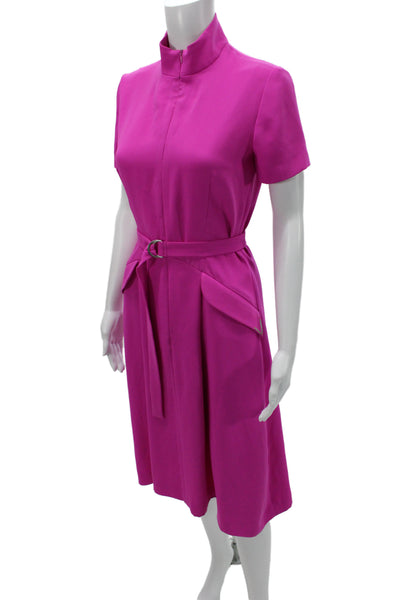 Petrovitch & Robinson Women Sheath Dress Pink High Neck Short Sleeve Size 36