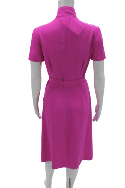 Petrovitch & Robinson Women Sheath Dress Pink High Neck Short Sleeve Size 36