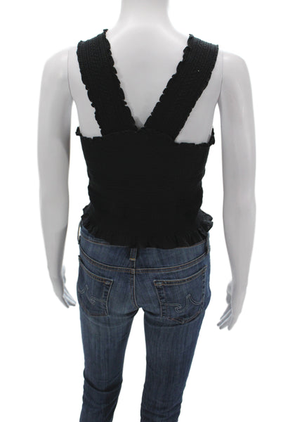 Ecote Women Black Viscose Square Neck Sleeveless Camisole Boho Size M