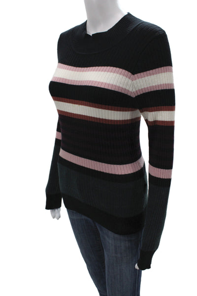 Heartloom Women Black Striped Pullover Sweater Size M